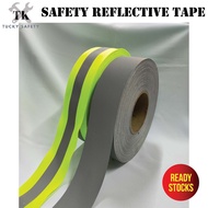 FABRIC SAFETY REFLECTIVE TAPE / REFLECTIVE LINE / TAPE PANTULAN KESELAMATAN / GREEN SILVER REFLECTIV