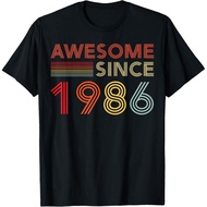 Men's cotton T-shirt 40 Birthday Decorations Men 40yr Awesome 1986 40th Birthday T-Shirt