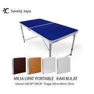 MEJA LIPAT KOPER HPL ALUMINIUM-MEJA LIPAT PORTABLE - KAKI BULAT