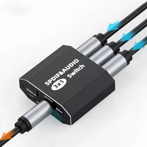 3 Port SPDIF Toslink Audio Switch 3x1 Digital Optical Audio Switcher Selector Hub with IR Remote Sup