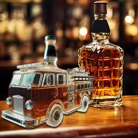 Wine Decanter Car Glass Wine Bottle Liquor Decanter Alcohol Dispenser For Shelf Bar Drinks Bourbon B