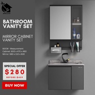 SG Stocks | 60CM Bathroom Basin Vanity Set / Bathroom Cabinet / PVC Basin Cabinet with Mirror Cabinet