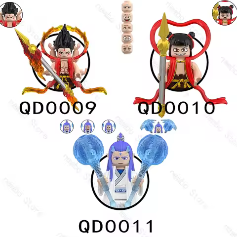 P8009-P8010 DQ0009-DQ0011 Nezha Action Figures Three heads and six arms MOC Myths legends Ancient Mo
