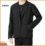 [Ma] Men Blazer Single-breasted Solid Color Summer Lapel Pockets Jacket for Daily Wear