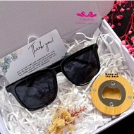 Personalized Men's Sunglass and Round Bottle Opener Gift Set Box | Gift Box Set Ideas for Him