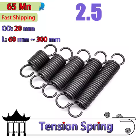 Wire diameter 2.5mm Outer Diameter 20mm 65Mn Tension Spring Opening Draw Spring Strong S hook Tensio