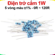 (100 pieces) Plug-in resistor 1W 5 color rings ±1% - value 0R to 120R