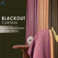SCS.MY Premium Blackout Curtain Ready Made Hook Eyelet Window Curtain (330cm-340cm)