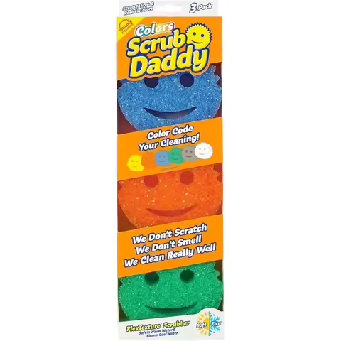3Pcs Scrub Daddy Colors Kitchen Sponges Scratch-Free Dishwashing Sponges Sponge for Kitchen Sink, Ba