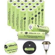Ni-MH Rechargeable AA Batteries, AA 600mAh 1.2V Solar Batteries for Garden Landscaping Outdoor Solar