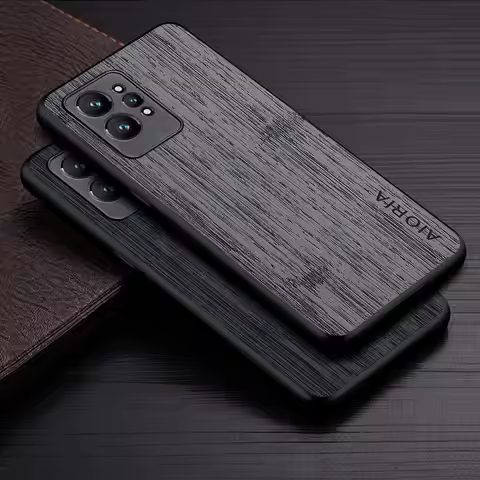 Case for Oppo Realme GT 2 Pro 5G funda bamboo wood pattern Leather phone cover Luxury coque for oppo