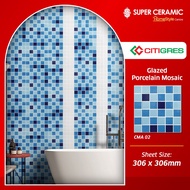[KLANG VALLEY ONLY] 22 PCS MIXED OCEAN BLUE GLAZED PORCELAIN MOSAIC TILES (CMA02)