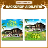 Backdrop Hari Raya Aidilfitri – Tema Rumah Kampung (Open House • Photobooth • Banner • Deko • Rumah 