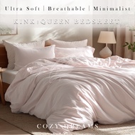 900TC Cozy Soft Pink Bedsheet Soft Breathable Softened Cotton Minimal Style