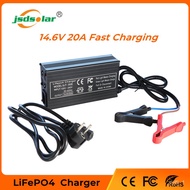 🥀QM jsdsolar 12V 24V LiFePO4 Battery Charger 10A 20A High Power Fast Charge Battery Adapter for Solar Battery Energy Sto
