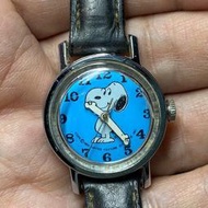 少見的美國 Snoopy 史努比女用或兒童用卡通手動手錶，表