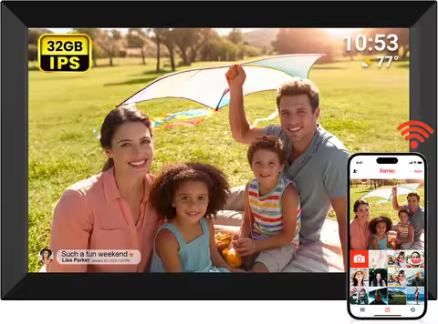 FRAMEO 10.1 inch 32GB Digital Picture Frame, IPS LCD Touch Screen, Auto-Rotate Easy Setup to Share P