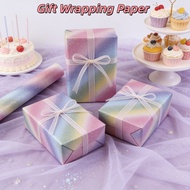 Rainbow Gradient Color Gift Wrapping Paper Roll Wrapping Paper Shimmering Gold Foil Wrapping Paper