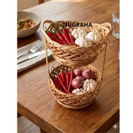 3-tier onion rack D20cm Aesthetic woven lidi kitchen spice rack rak dapur rak bawang rak rempah