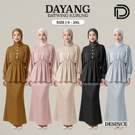DESINCE Women Baju   Blue Batwing Kurung Heavy Satin Women Peplum Baju Kurung Perempuan Wanita WW 01