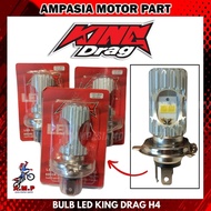 FRONT BULB LED KING DRAG H4 T19/MENTOL DEPAN WHITE LIGHT SUPER WHITE H4 T19 6000K/ KING DRAG LED H4