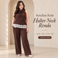 75276 Halter Set Lace BottomWanita REALPICT Premium Knit Material - EC46