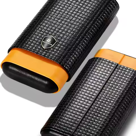 GALINER Gadget Cigar Case Leather Cigar Travel Case Pocket Cedar Wood Cigar Humidor Holder W/ow Ciga