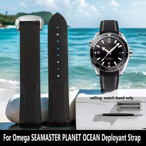 20mm 22mm Curved silicone strap For Omega Planet Ocean 600 AT150/007 quarter orange Seamaster 300 wa
