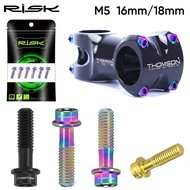 RISK Titanium Stem Bolts 6PCS M5x16mm M5x18mm Titanium Alloy Bicycle Stem Screws Colorful Bike Stem 