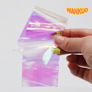 【WANKUO】Women Nail Art Broken Glass Illusion Color Sticker Irregular Mirror Platinum Paper Ladies Nail Stickers