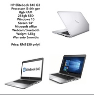 Laptop Hp Core i5 Condition like New# Ultra Slim Laptop  HP EliteBook 840 G3 Core i5 6th Gen 8GB 256