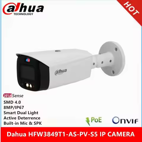 Dahua IPC-HFW3849T1-AS-PV-S5 2.8mm 8MP POE IP67 Built-in Mic & Spk IR30M & Full Color 30M Active Det