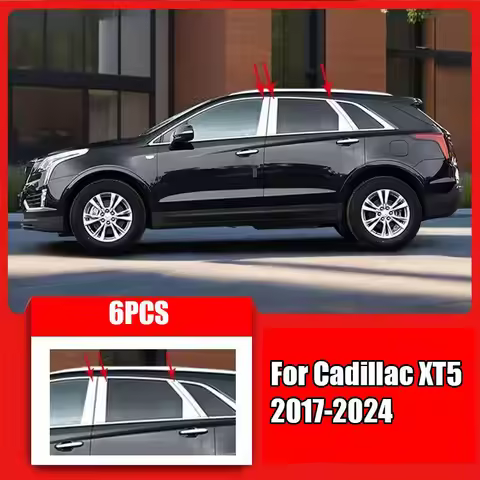 For Cadillac XT5 2017-2024 stainless chrome Window BC Pillar Post Cover Trim 6x