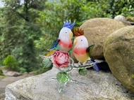 水晶玻璃 鸚鵡 成雙成對