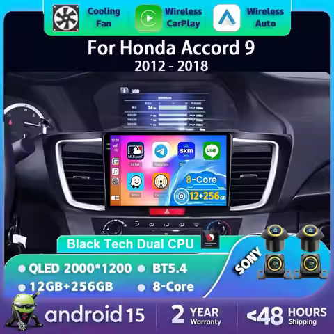 Android 15 Carplay Car Radio For Honda ACCORD 9 2.0L 2.4L 012 2013-2015 2016-2018 2Din Multimedia Pl