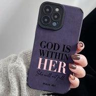 Purple Suede Leather Psalm 46:5 Casing for OPPO A78 A96 A92 A9 A76 A53 A52 A31 A5 A3 Pro A15 A15s A1