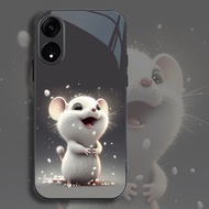 Ốp Lưng OPPO A18 A38 A58 A78 A98 5G Mặt kính cường lực cao cấp Họa tiết 12 CON GIÁP NGỘ NGHĨNH