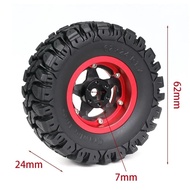 4pcs 62mm 1.2" Carbon Fiber Beadlock Wheel Tire Set For 1/18 1/24 RC Crawler Car TRX4M SCX24 AX24 FC