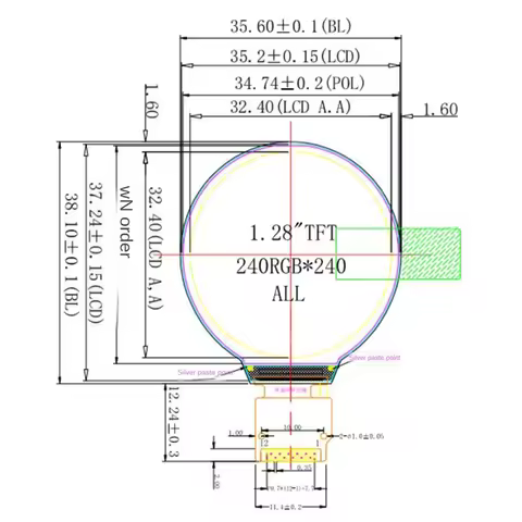 1.28 Inch IPS LCD Display Colorful LCD Round HD Ips LCD GC9A01 Driver