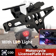 Universal Motorcycle License Plate Holder LED Lights Adjustable Rear Fender Yamaha Bws sniper155