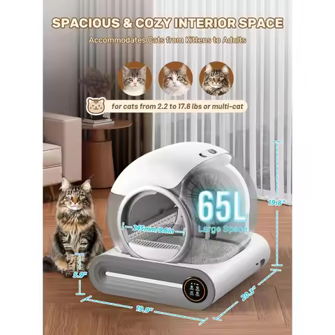 2026 Upgraded Multi-Function Automatic Self-Cleaning Cat Litter Robot,65L+9L Extra Large,Multi-Cat U