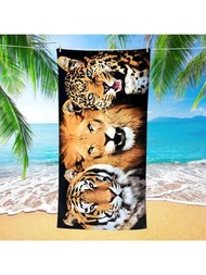 1條老虎&amp;獅子&amp;豹紋浴巾,柔軟&amp;超吸水&amp;超大&amp;重量級浴巾,適用於旅行、運動、游泳池、沐浴、野營和瑜伽