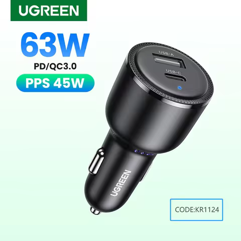 NEW in UGREEN 63W Car Charger PD QC 3.0 PPS 45W USB Type C Fast Charging for iPhone 17 16 Samsung Xi