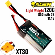 Alienmodel 3S 11.1V 850mAh 120C Lipo Battery with XT30 Plug AL850/120-3S