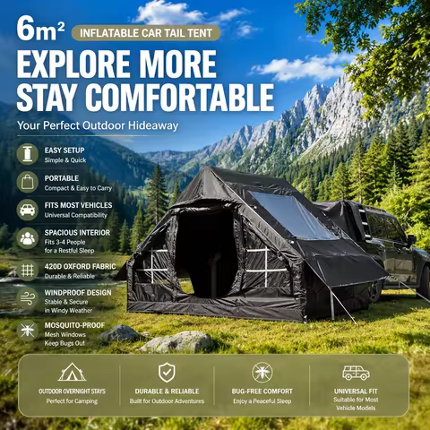 4-6 Person Inflatable SUV Tent Waterproof Car Tailgate Tent Portable Camping Tent for Outdoor Travel