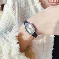 詩高迪時尚簡約氣質女士手錶鑲鑽方形個性手錶女表皮帶防水石英表