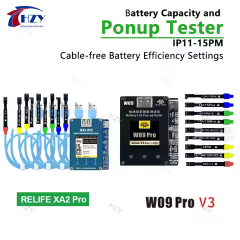 OSS W09 Pro V3 RELIFE XA2 Pro Battery Efficiency Pop-up Window Tester for iPhone 11-15 PM Phone Batt