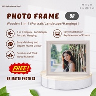 【Mach Photo】8R N-Shaped Wooden Photo Frame White Wash Landscape Portrait Hanging Free 8R Matte Photo