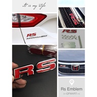 RS Emblem Styling Logo Front Grill Rear Badge Metal Steel Arcylic Rs Emblem Honda City Civic Jazz  Bezza Toyota