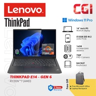 Lenovo 14" Thinkpad E14 Gen 6 AMD R7-7735HS WUXGA IPS 16GB 512GB W11P With Office 3Y Onsite